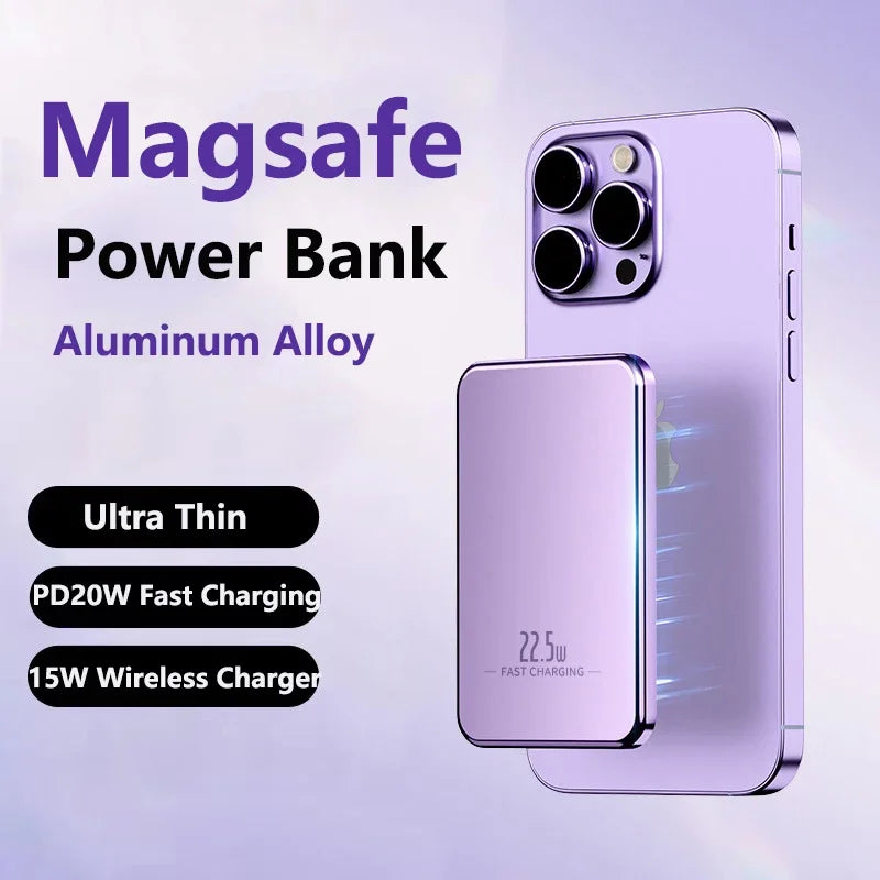 Portable Charger 10000Mah Magnetic Power Bank PD20W Wireless Fast Charging for Magsafe Power Bank for Iphone Samsung Xiaomi Etc.