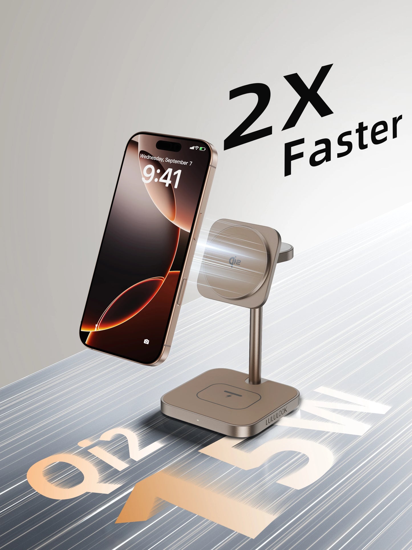 LULULOOK Qi2 3 in 1 Wireless Charging Station Aluminum,Fast 15W Mag-Safe Charger Stand for Iphone 17 16 15 14,5W for Apple Watch