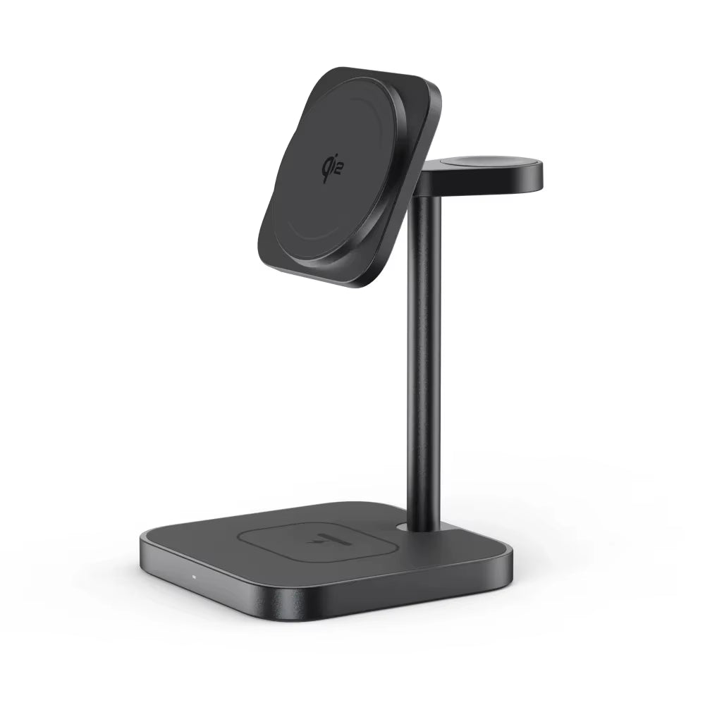 LULULOOK Qi2 3 in 1 Wireless Charging Station Aluminum,Fast 15W Mag-Safe Charger Stand for Iphone 17 16 15 14,5W for Apple Watch