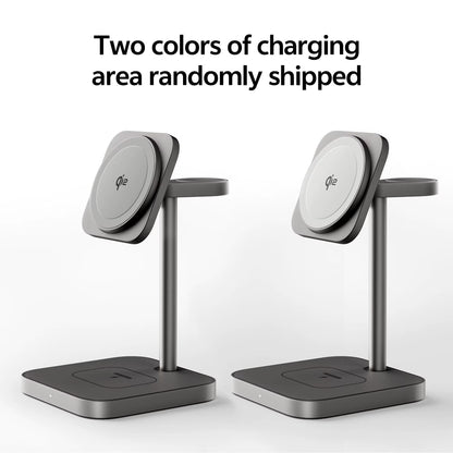 LULULOOK Qi2 3 in 1 Wireless Charging Station Aluminum,Fast 15W Mag-Safe Charger Stand for Iphone 17 16 15 14,5W for Apple Watch